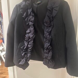 J. Crew Black Ruffle Trim Women's Jacket